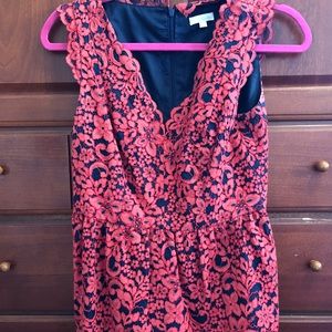 Red and Navy Shoshanna Lace Dress